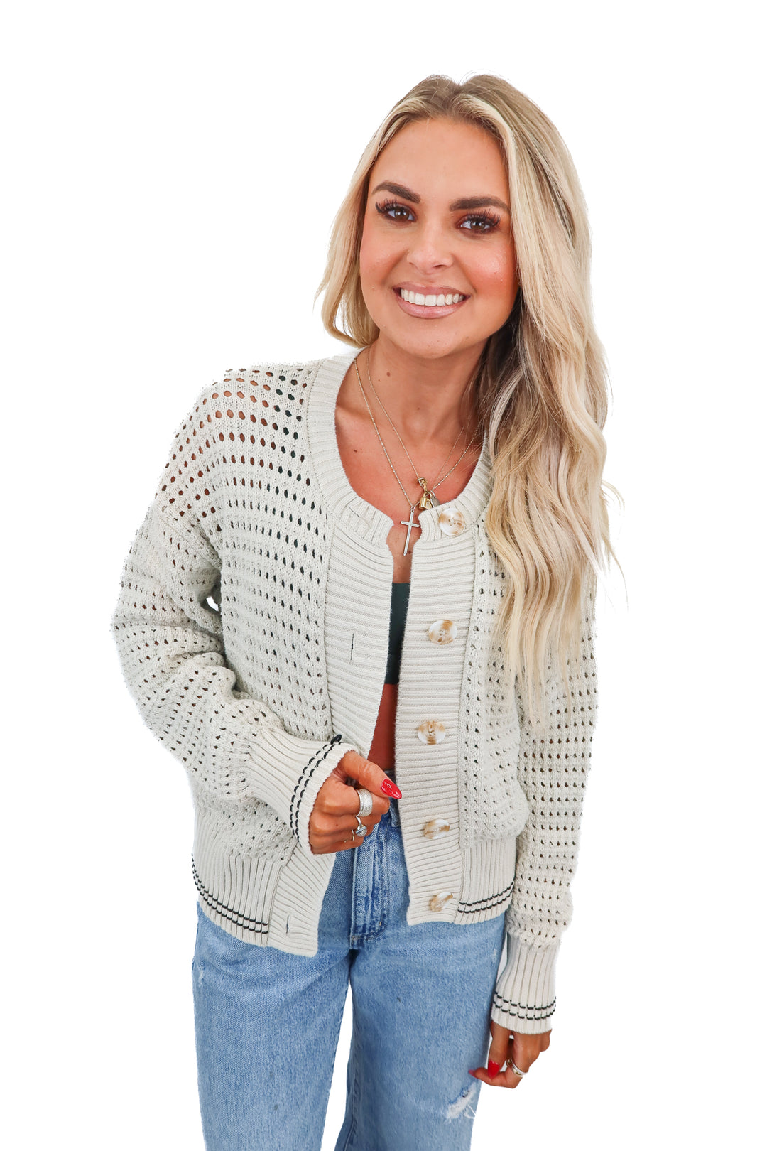 Varley cream knit cardigan (S; retail $138)