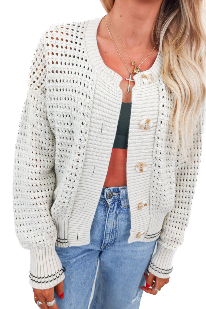 Varley cream knit cardigan (S; retail $138)