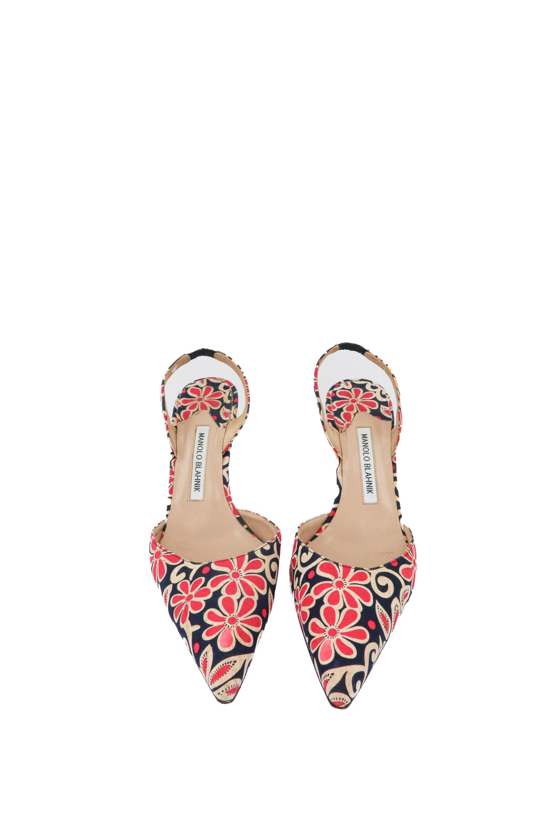 manolo blahnik floral slingback pumps (39; retail $995))