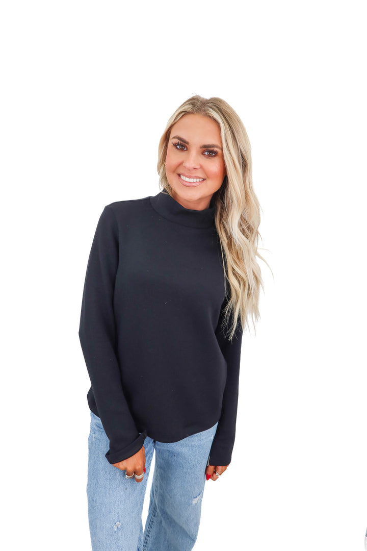 Spanx mock neck black top (XS)