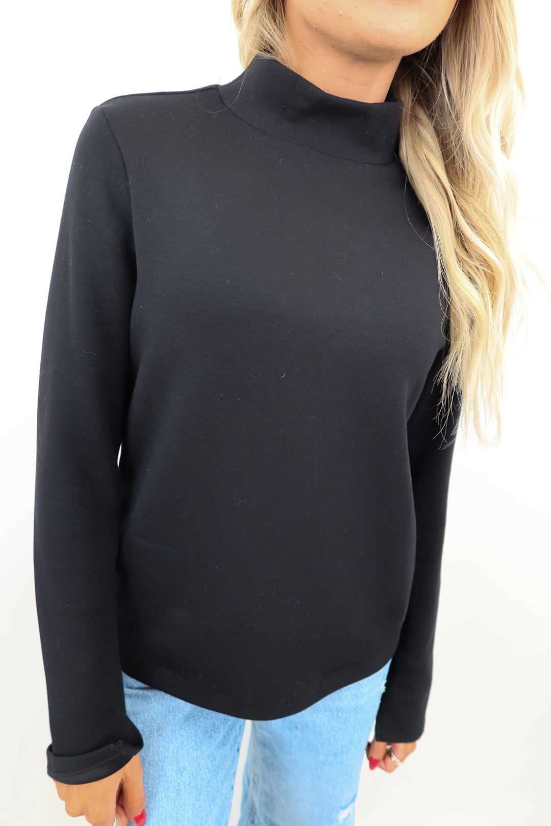 Spanx mock neck black top (XS)