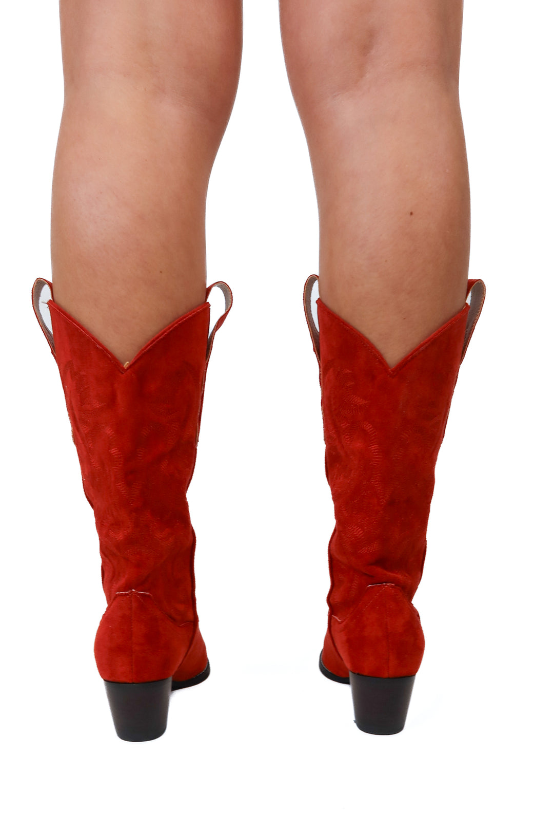 Oasis Society Red Faux Suede Mid Shaft Boots NWOT (7)