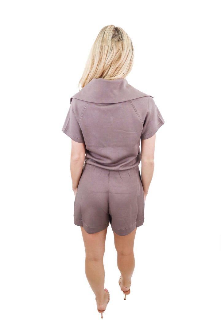 Spanx AirEssentials smoke half-zip romper (retail $138)