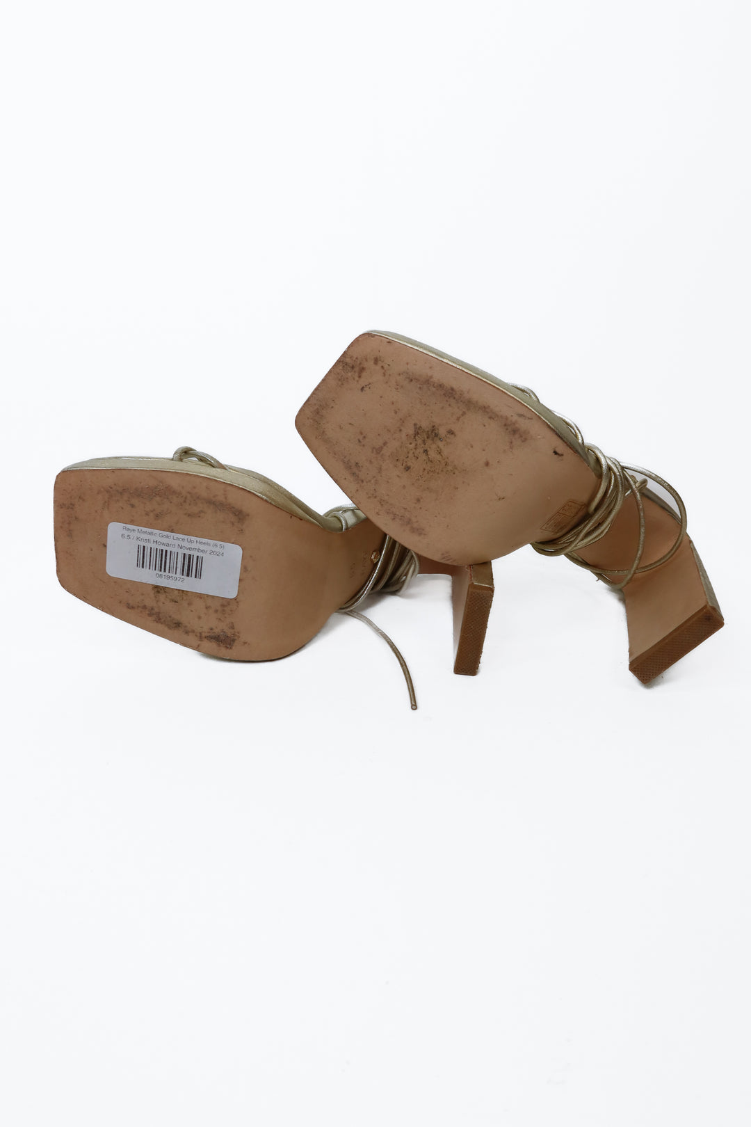 Raye Metallic Gold Lace Up Heels (6.5)