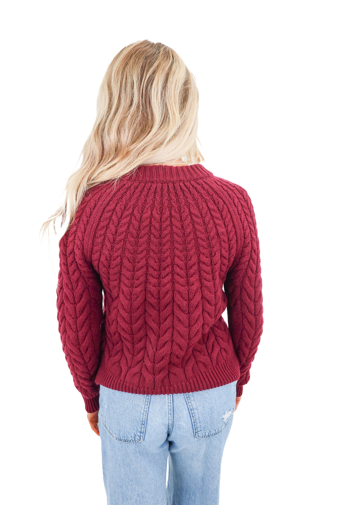 Ann Taylor burgundy cable knit sweater (XS)