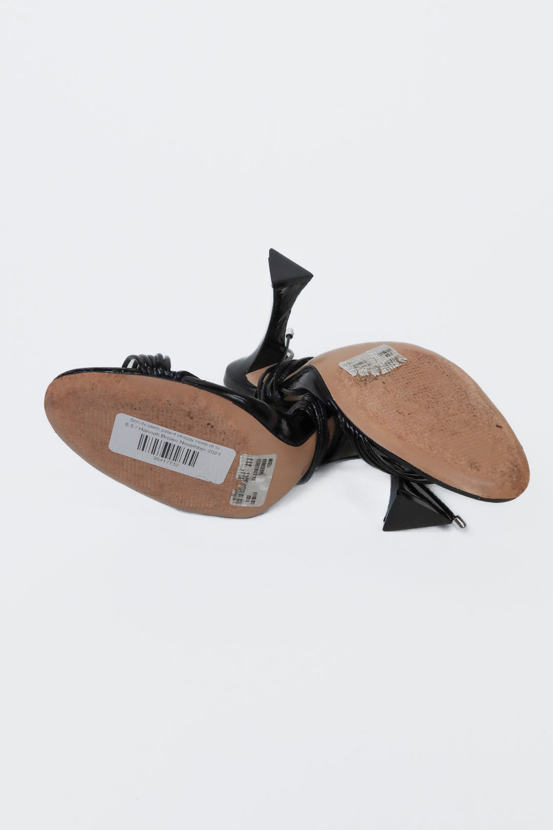 Schutz black patent strappy heels (8.5; retail $148)