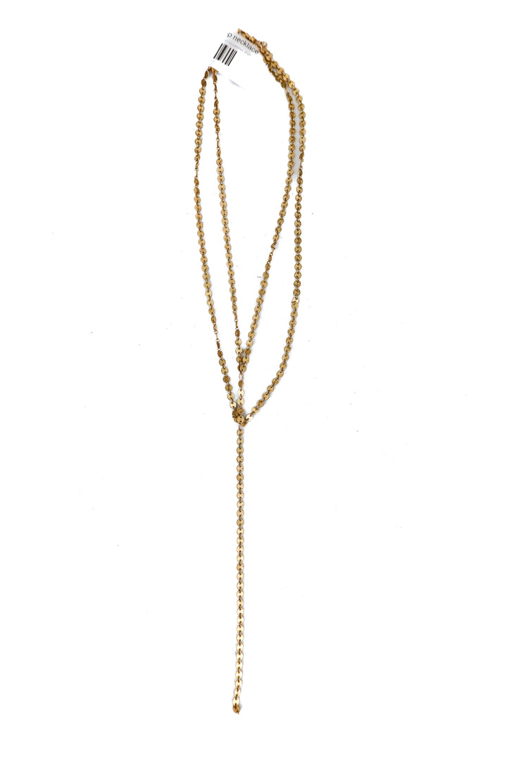 Gold circle drop necklace