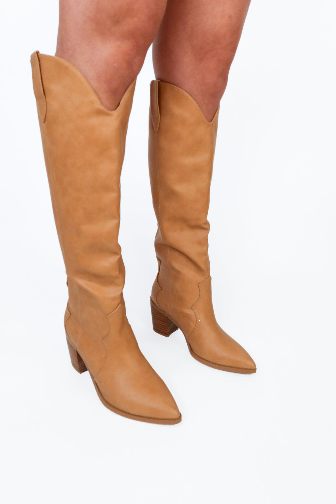 Billini Tan Faux Leather Tall Boots NWOT (8; retail $120)
