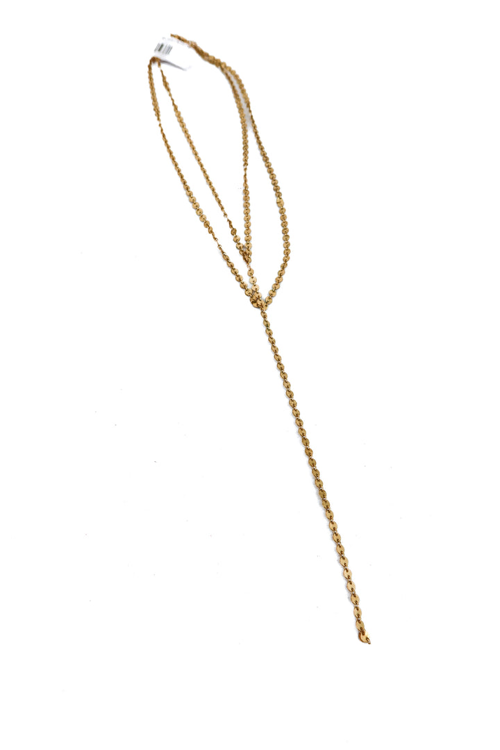 Gold circle drop necklace