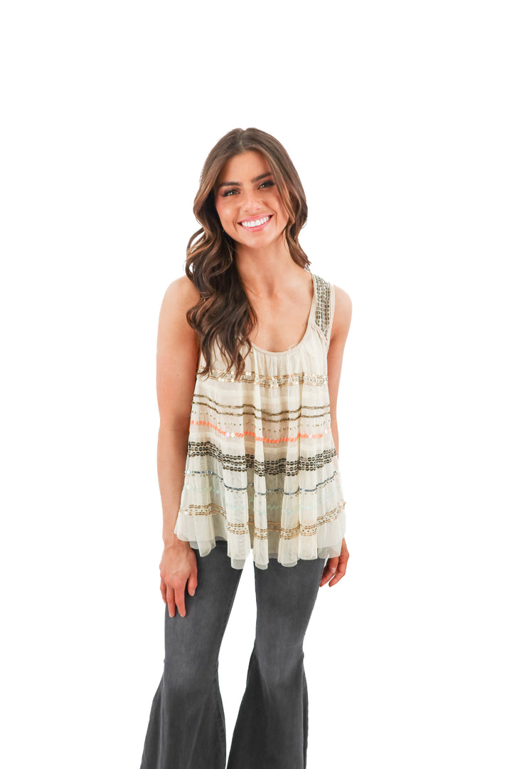 free people mesh sequin top (s)