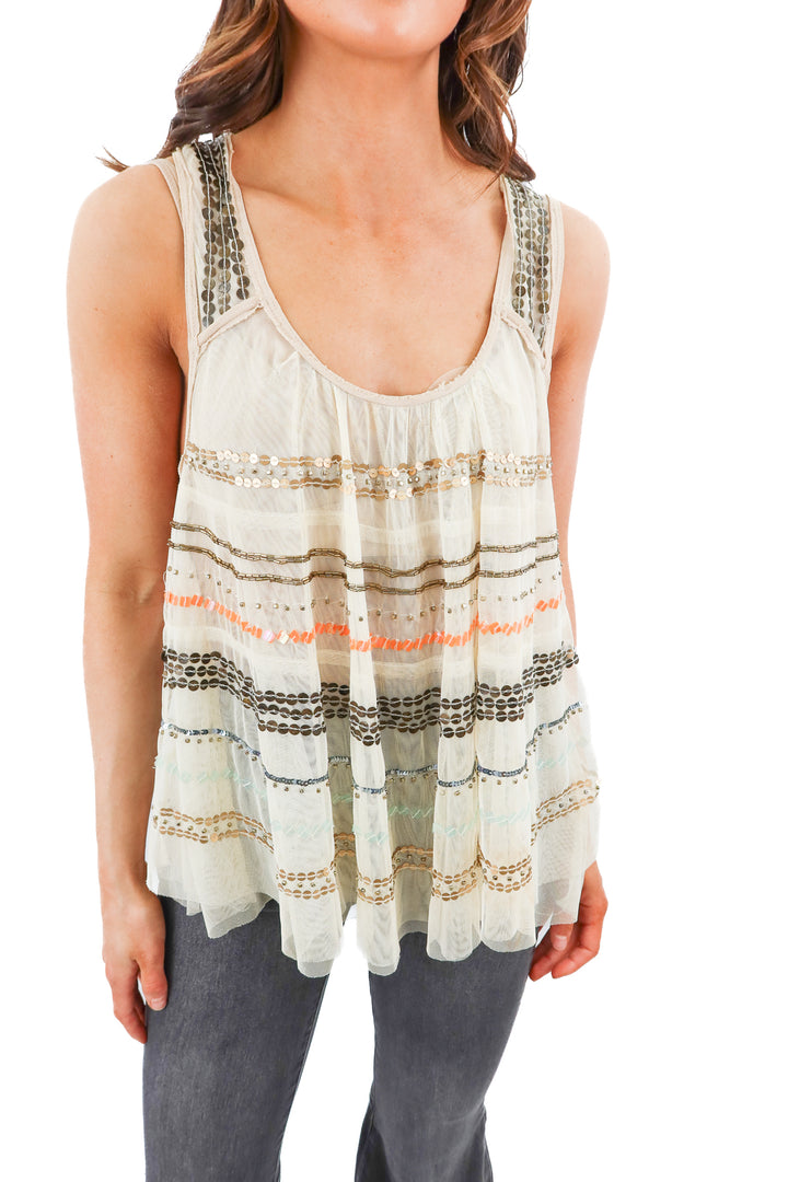 free people mesh sequin top (s)