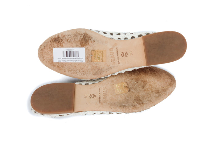 Staud white woven flats (39; retail $395)
