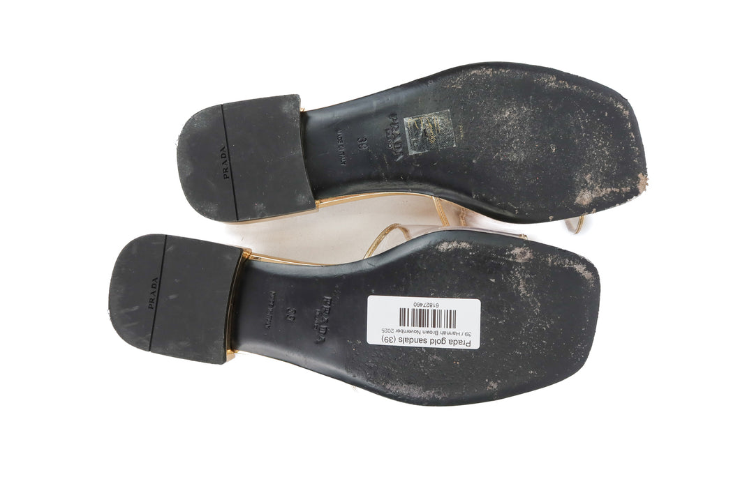 Prada gold sandals (39)