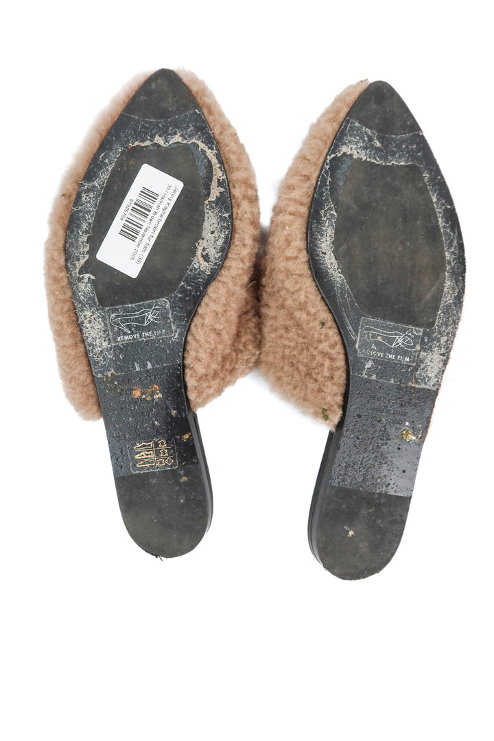 Jenny Kayne brown fur flats (39; retail $155)