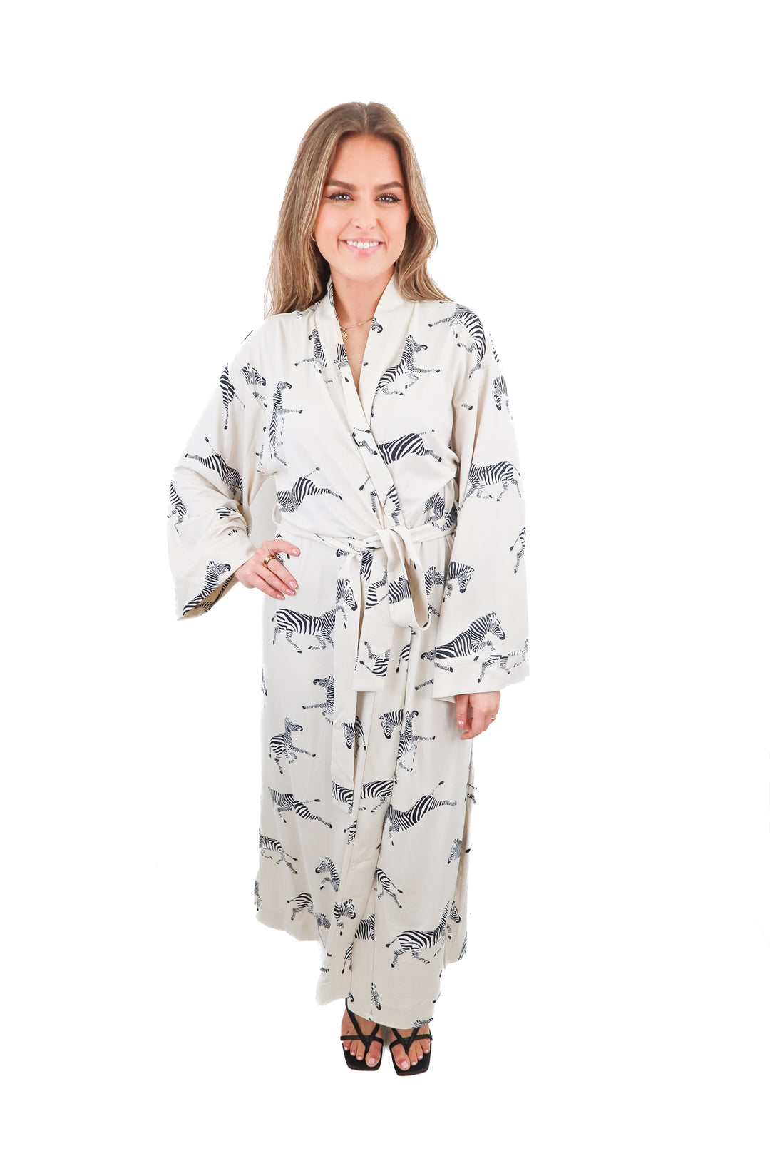 Mason Grey cream zebra robe (S)