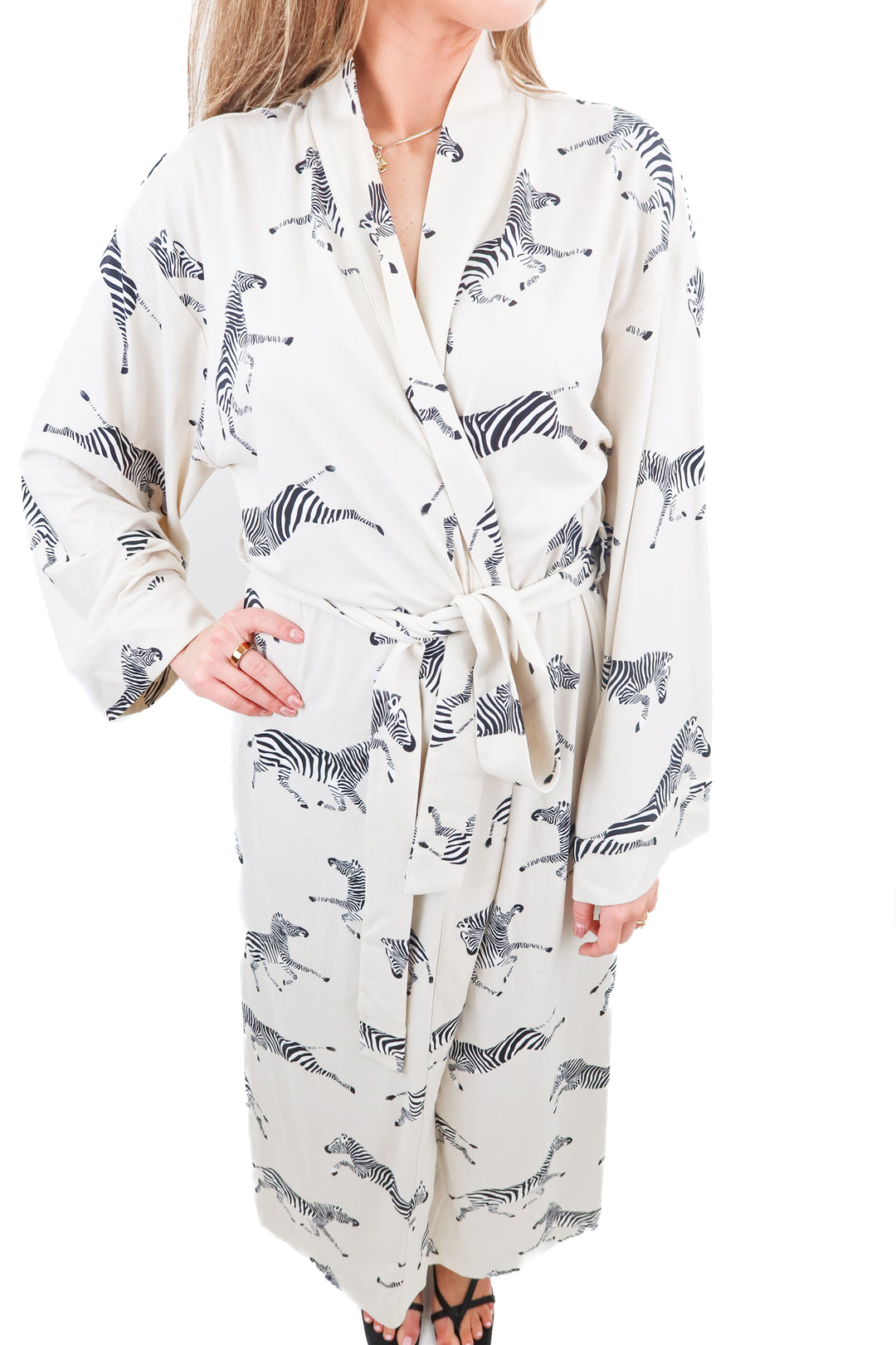 Mason Grey cream zebra robe (S)