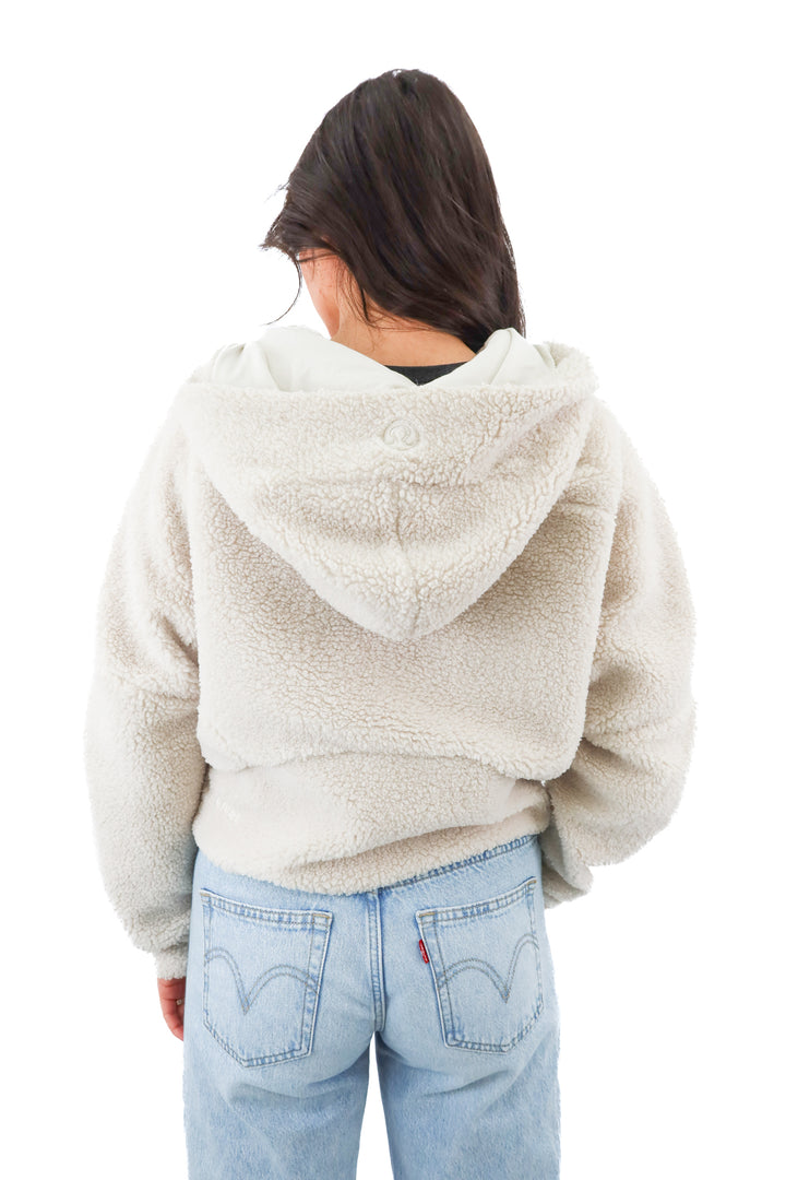 lululemon bone sherpa fleece hoodie (m/l; retail $148)