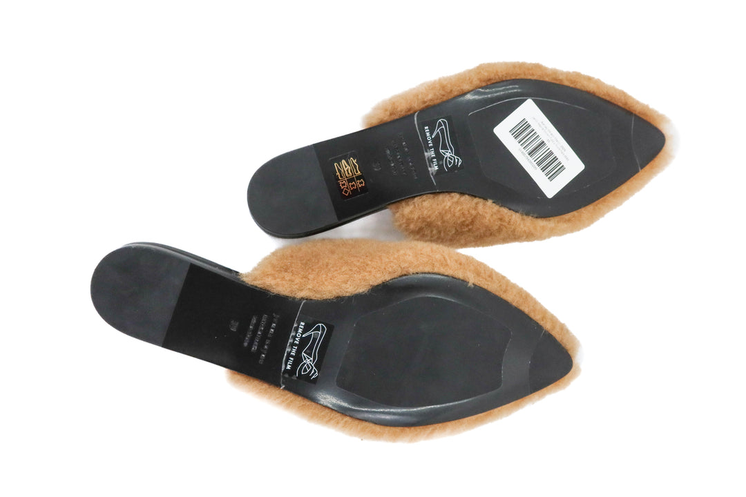 jenni kayne brown fuzzy mule flats (39; retail $425)