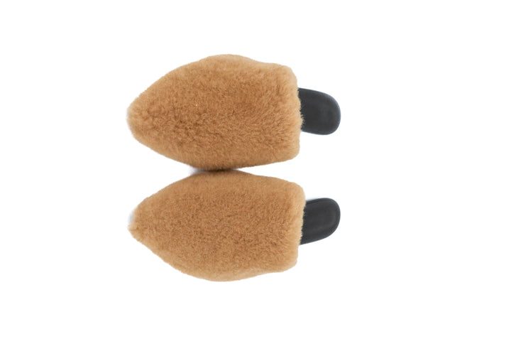 jenni kayne brown fuzzy mule flats (39; retail $425)