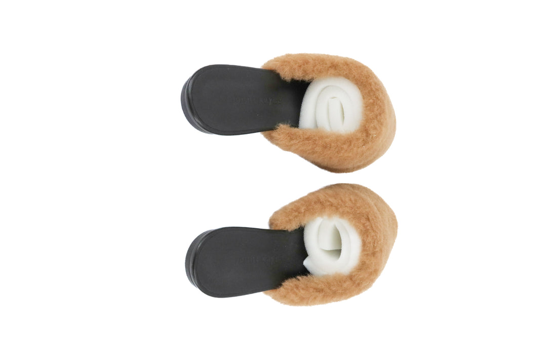 jenni kayne brown fuzzy mule flats (39; retail $425)