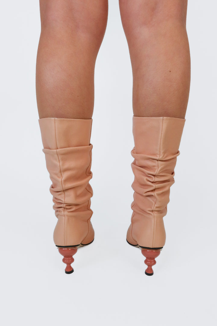 Yuul Yie Apricot Leather Slouch Boots NWOT (38; retail $440)
