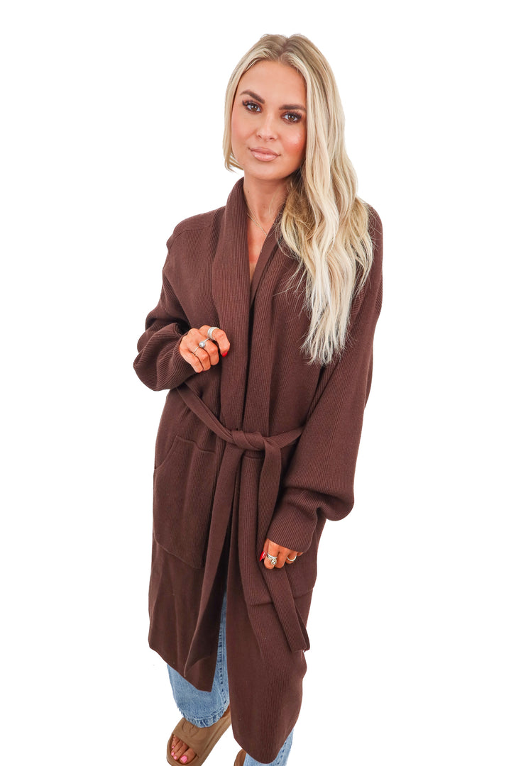 varley brown "safiya knit coat" NWT (S; retail $198)