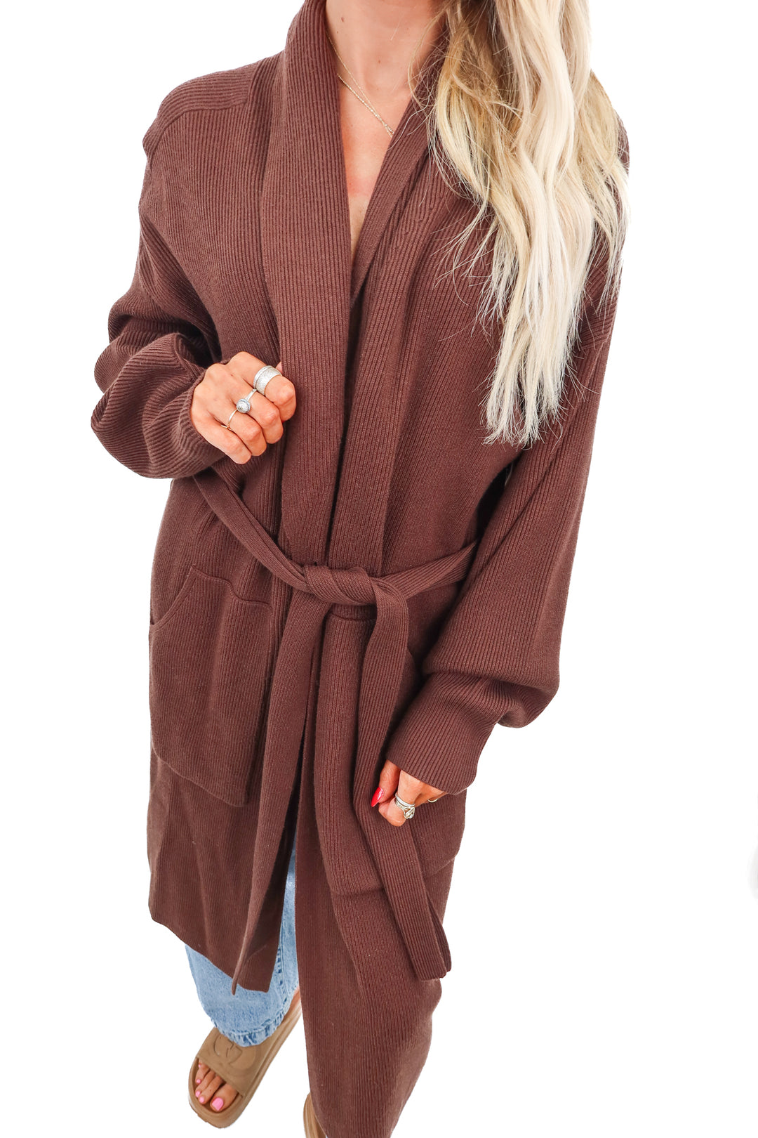 varley brown "safiya knit coat" NWT (S; retail $198)