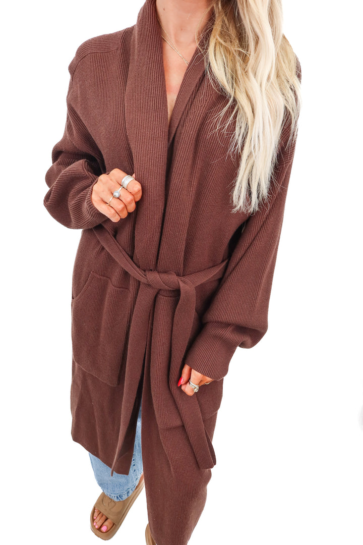 varley brown "safiya knit coat" NWT (S; retail $198)