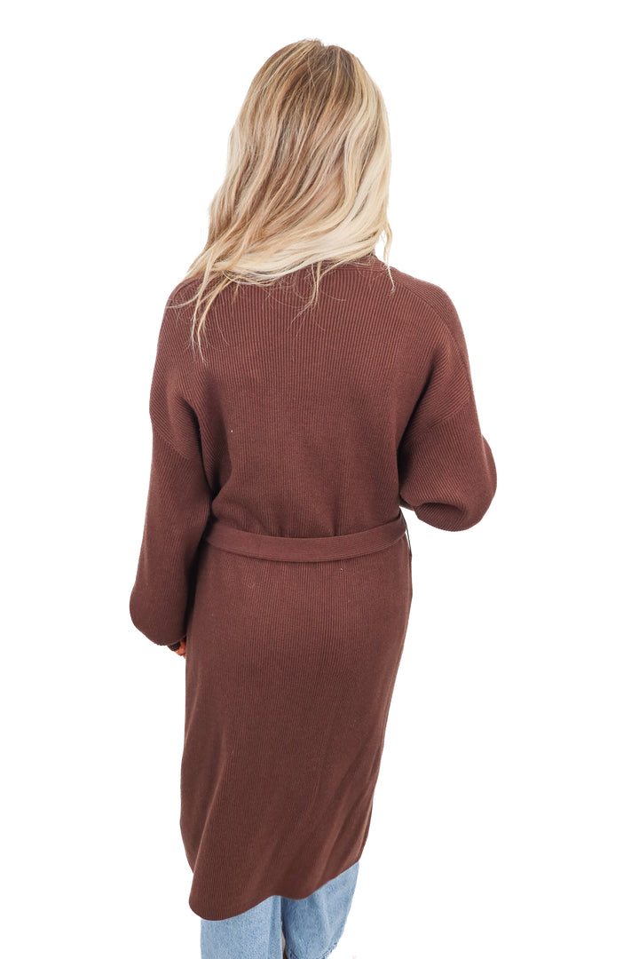 varley brown "safiya knit coat" NWT (S; retail $198)