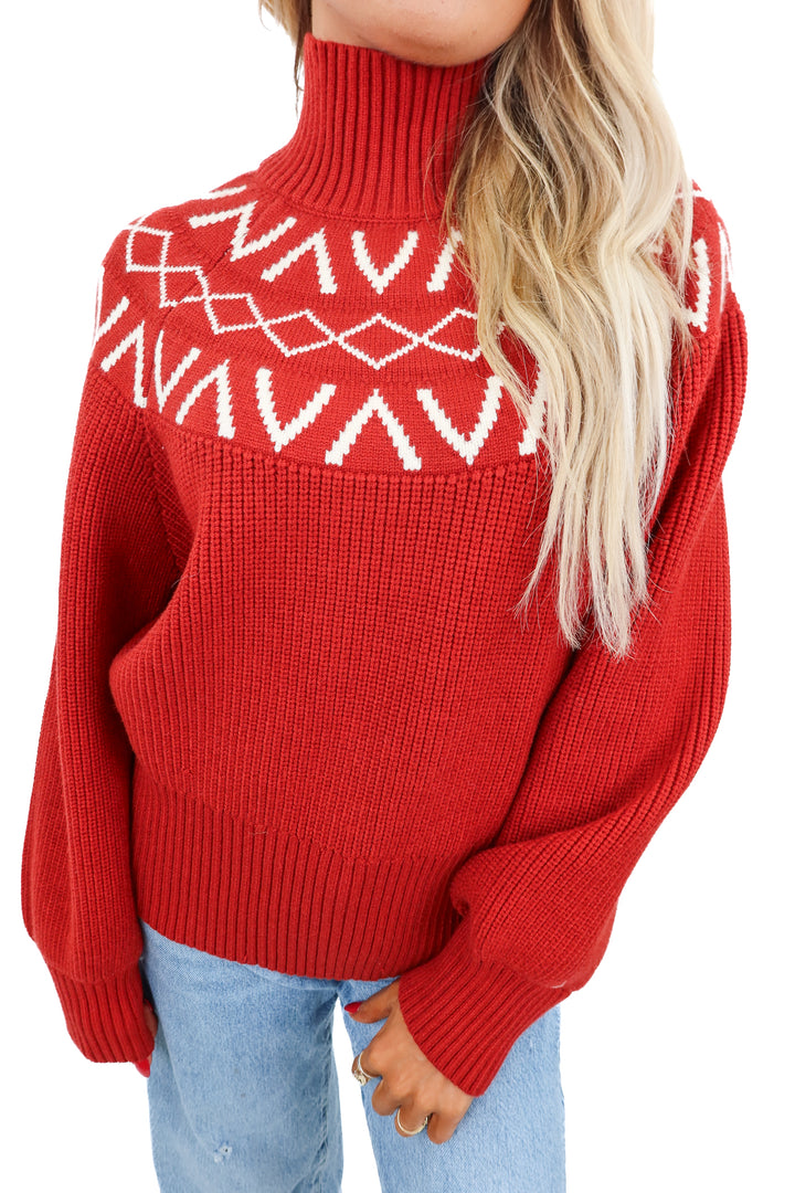 Varley red mock neck sweater (S)