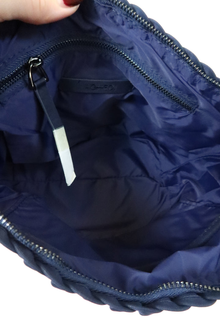 Naghedi Navy Woven Zip Top Cosmetic Pouch