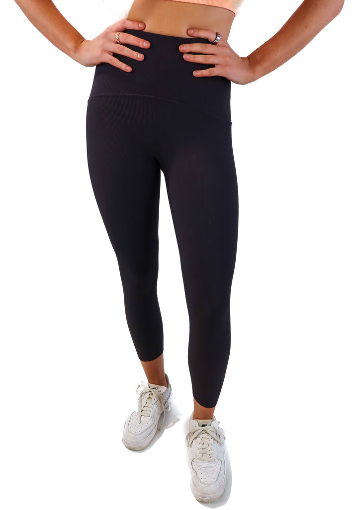 Spanx black ribbed leggings (s; retails for $98)