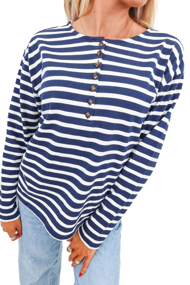 ann taylor navy/white striped top NWT (xs)