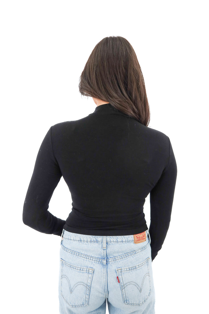 black mock neck long sleeve top (xs/s)