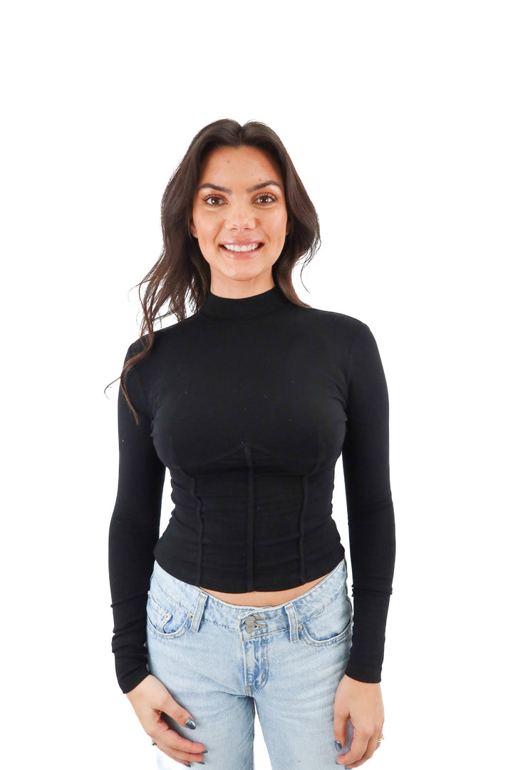 black mock neck long sleeve top (xs/s)