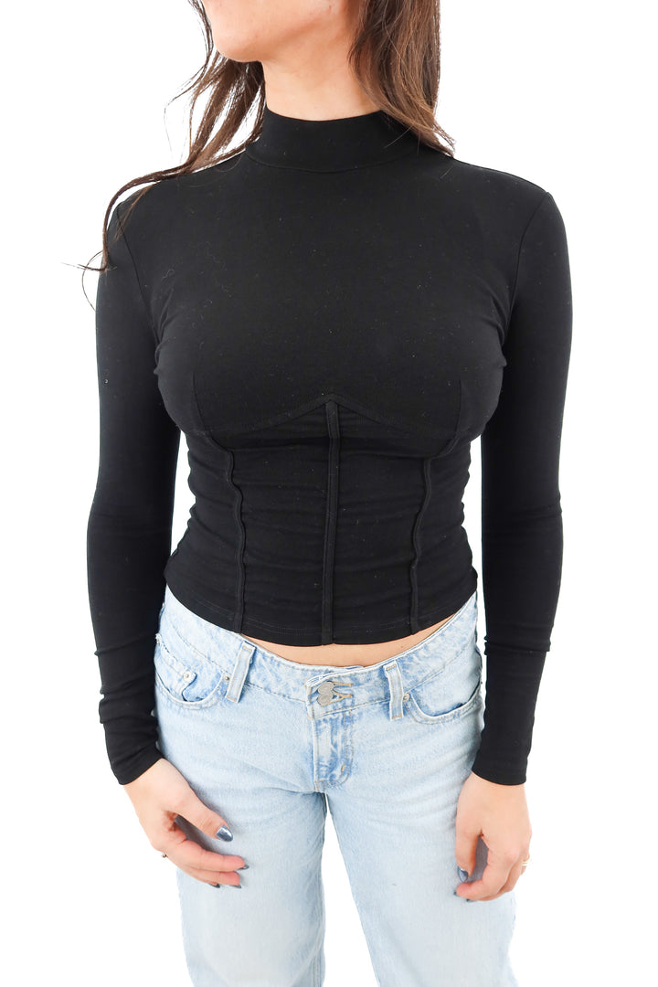black mock neck long sleeve top (xs/s)