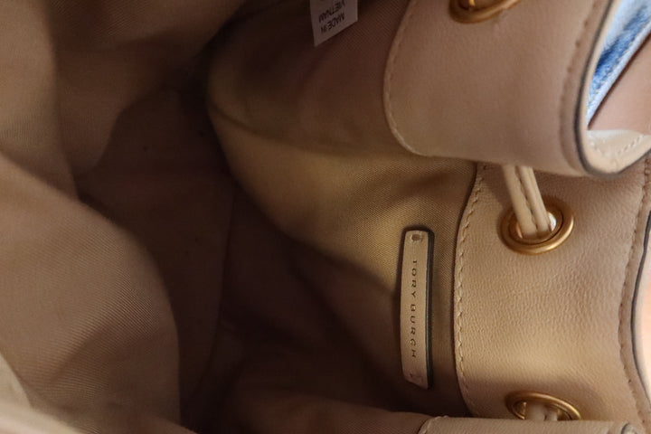 Tory Burch Cream Quilted Leather Mini Bucket Bag (retail $498)
