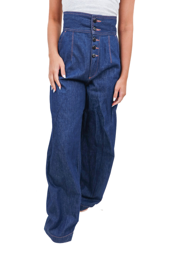 Madeintomboy button front highwaisted jeans (25; retail $346)
