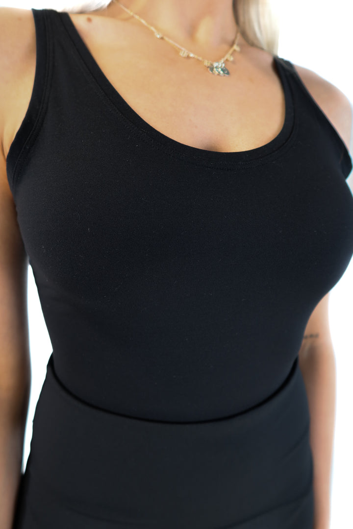 Spanx black sleeveless bodysuit (s; retails for $78)
