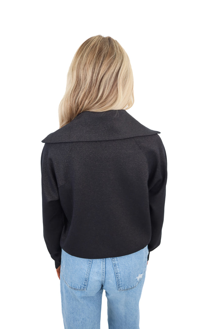 Spanx black and gold thread halfzip NWT (XS; retail $128)