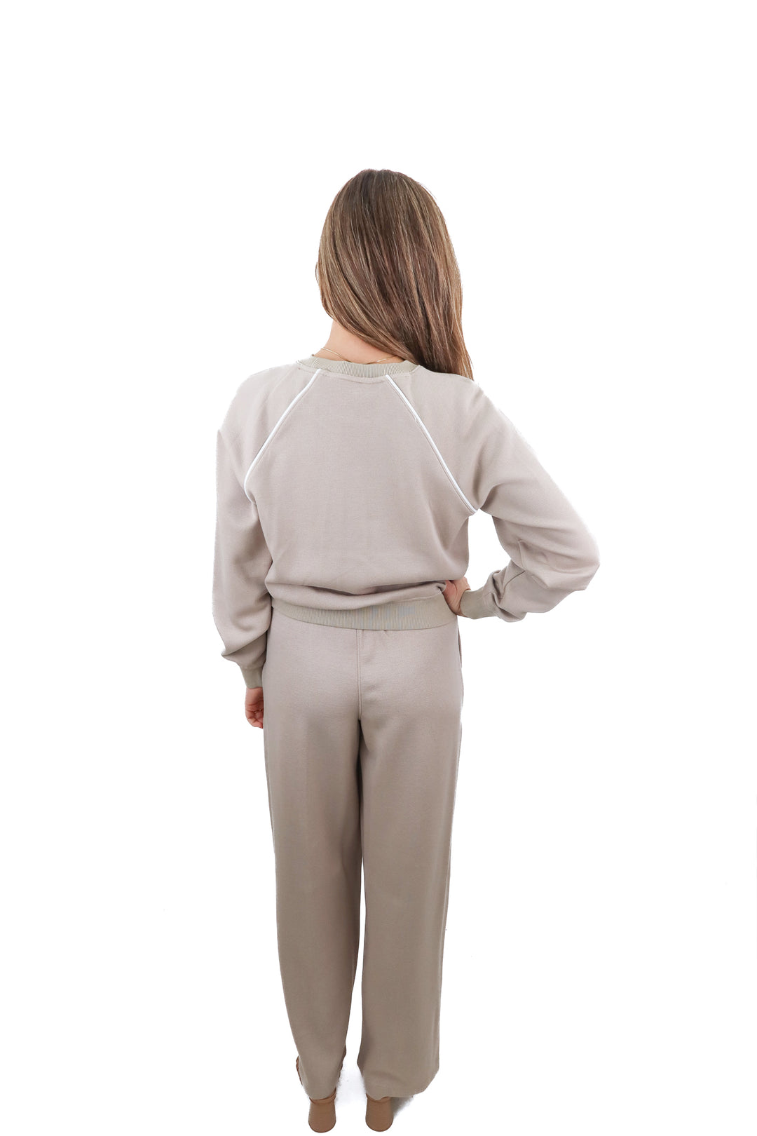Spanx AirPique taupe pullover and wideleg pants set NWT (S)