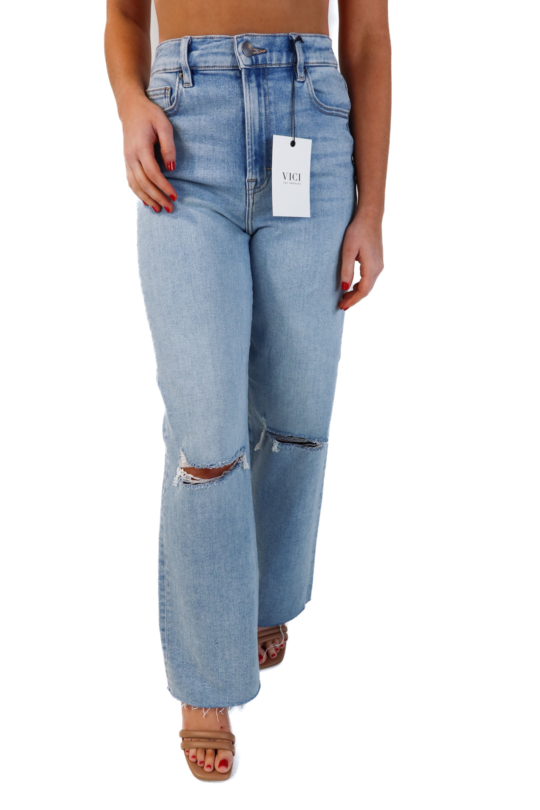 Vici light wash wide leg jeans NWT (26; retails for $74)