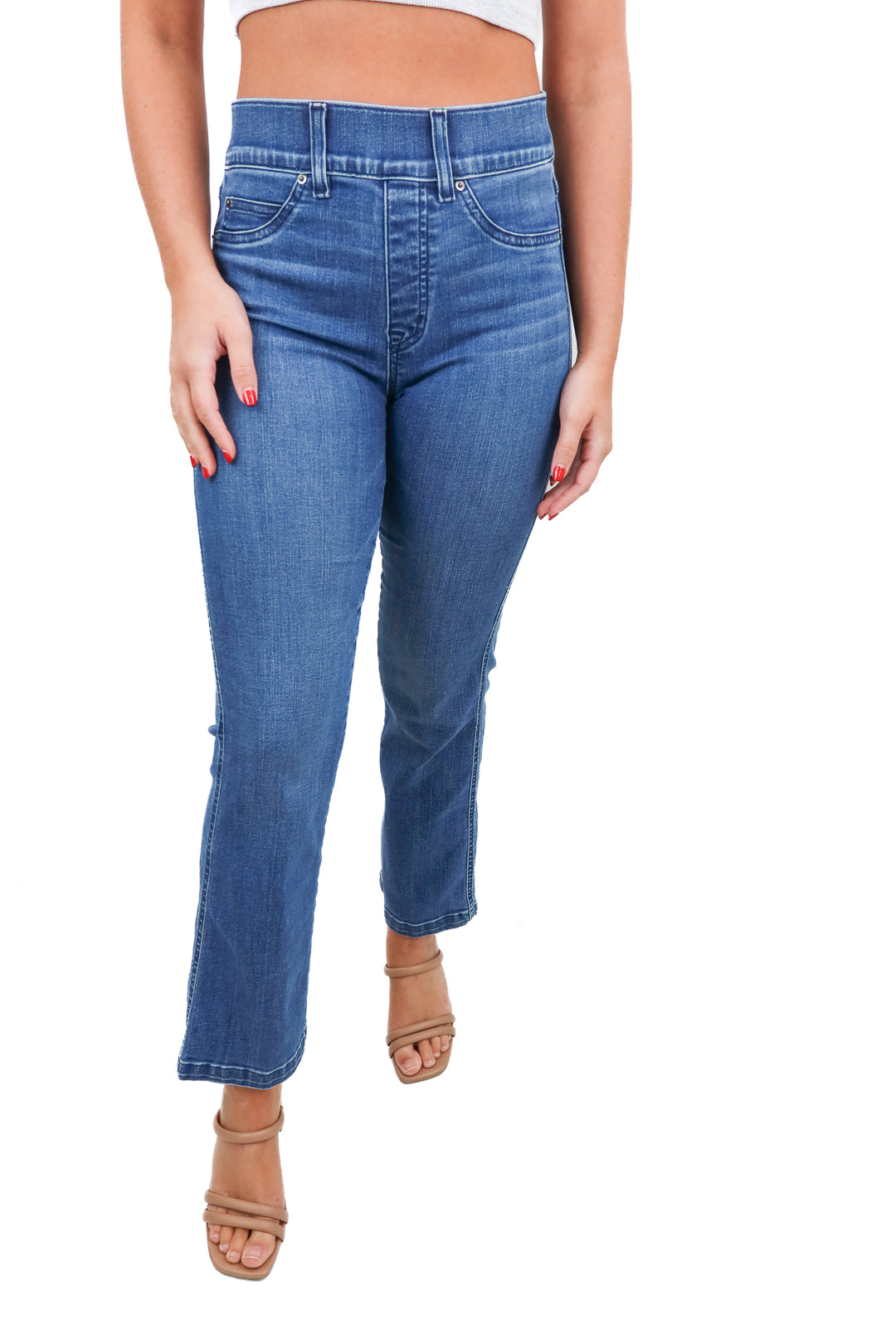 Spanx medium wash flare jeans (S)