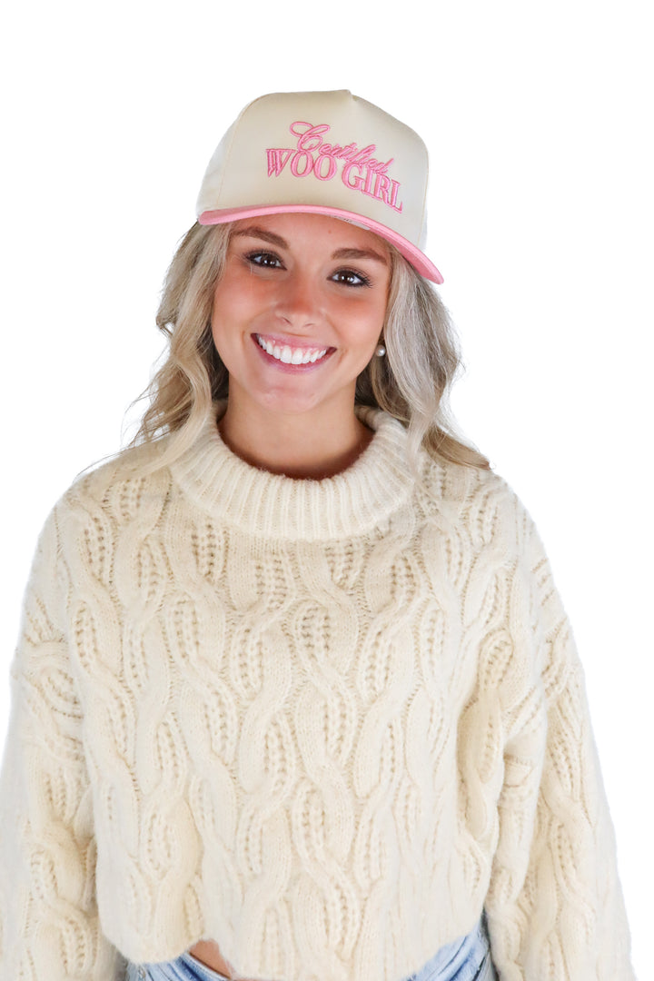 Beige/Pink Certified Woo Girl Cap NWT