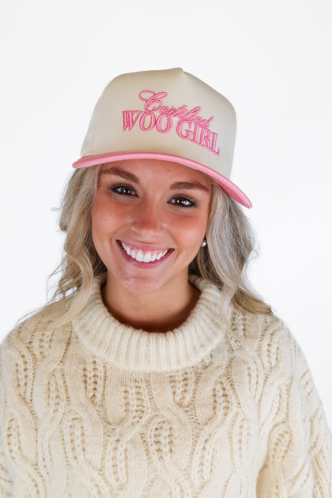 Beige/Pink Certified Woo Girl Cap NWT