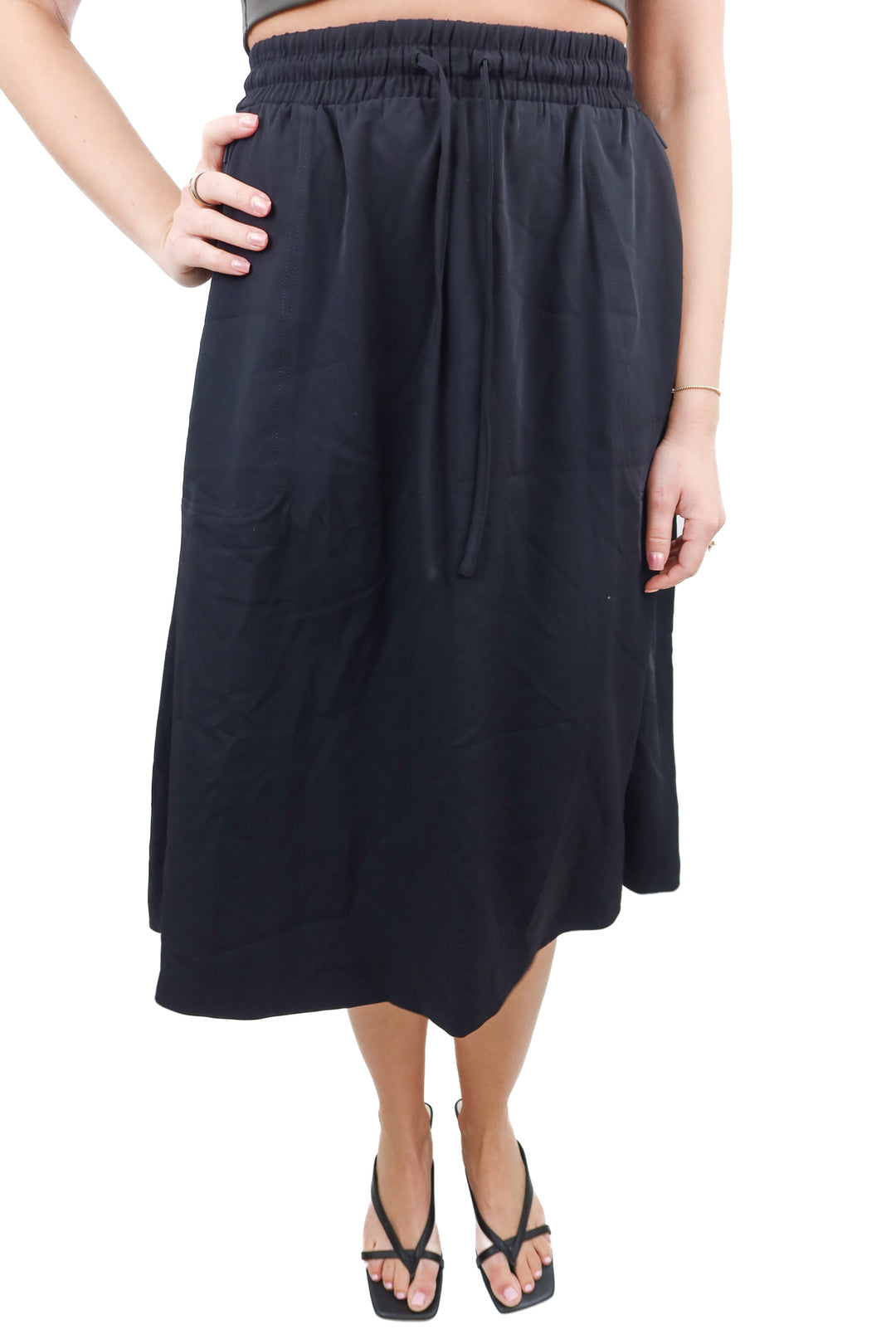 Spanx luxe drape midi skirt