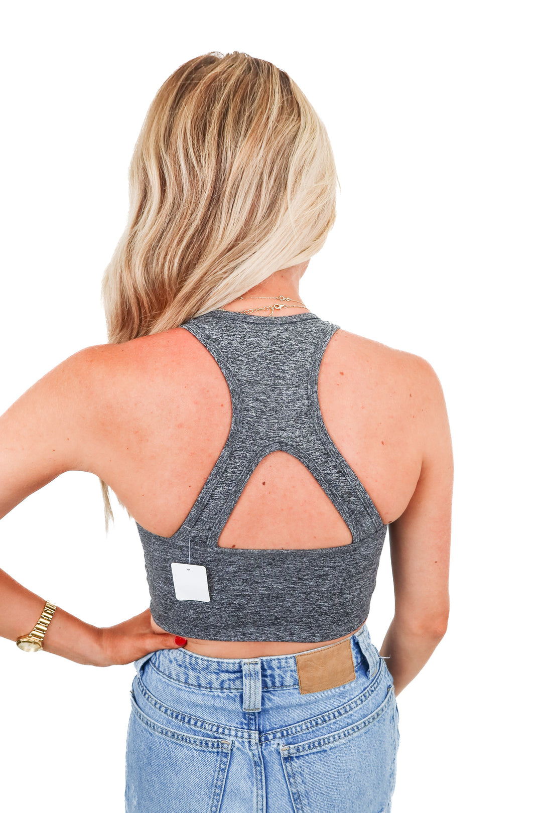 Grey high neck sports bra (XS)