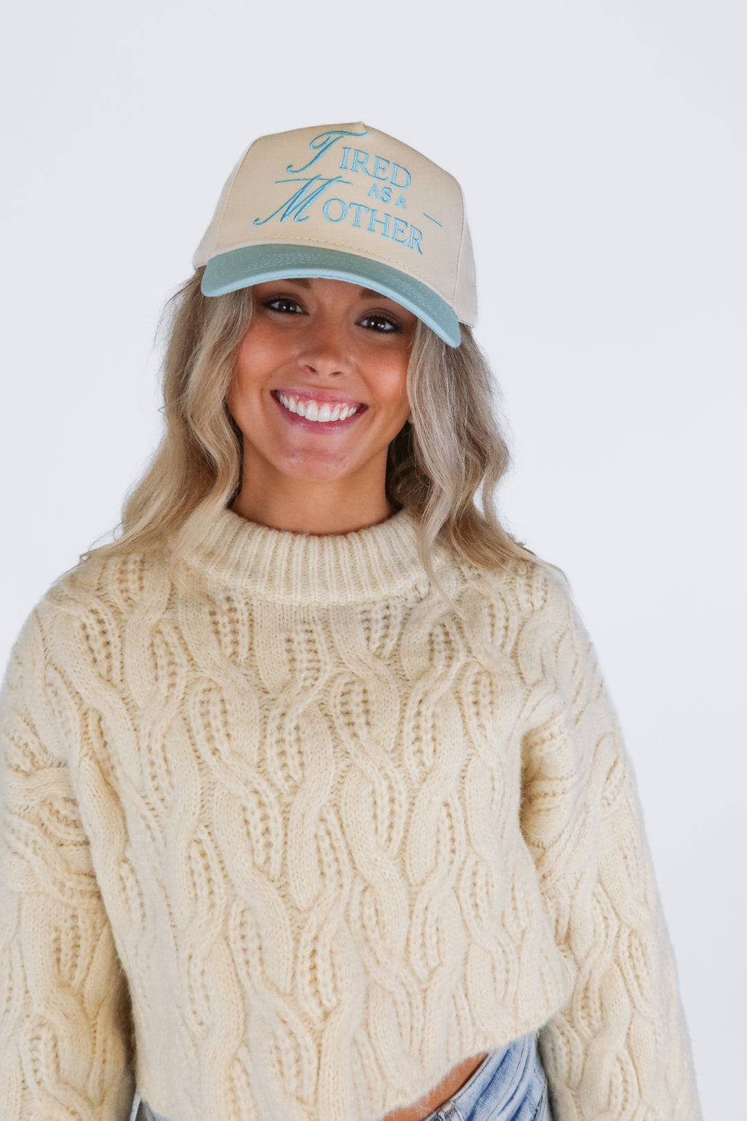 Blue/Beige Tired As A Mother Cap NWOT