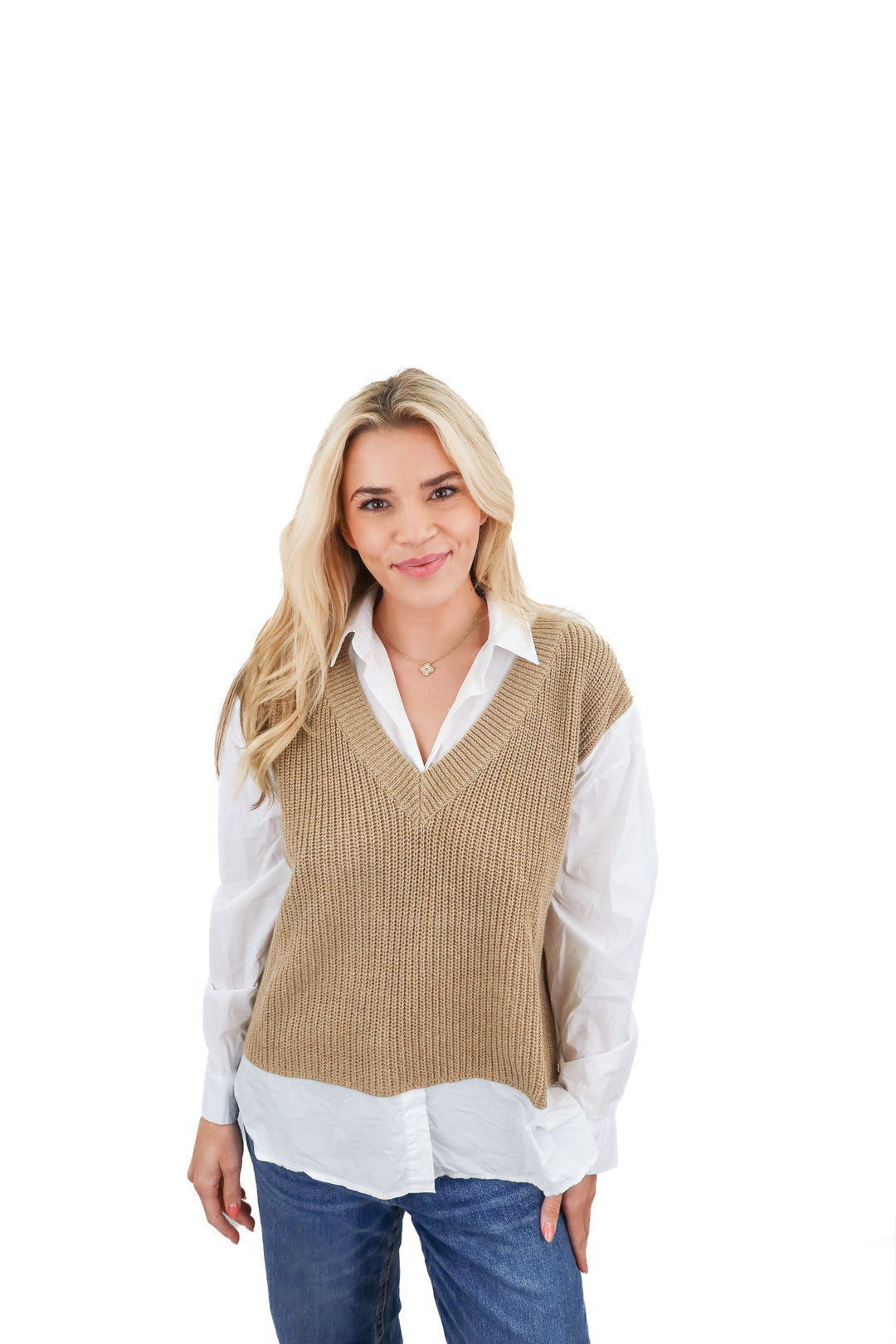 Vici tan sweater vest top (S)