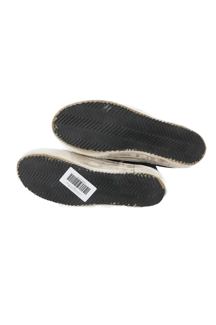 golden goose black suede slides (38; retail $660)